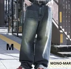 MONO-MART ヴィンテージライク フリンジ ワイドストレート デニム Ｍ