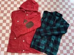 赤フード付きコート／グリーンフリース　150㎝　　１枚3役