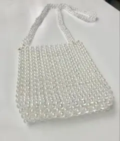 ハンドメイド 一点物 手作り ビーズショルダーバッグ クリスタル 透明ビーズ