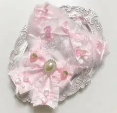 ぬい服　着ぐるみ　10〜12cm用　ピンク　白　猫耳　チェーンフック付き