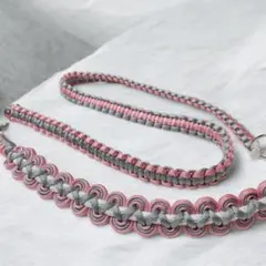 カラー変更可能　スマホショルダーストラップ ピンク　グレー