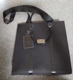 ナイロンレザートートバッグ 大きめ 黒