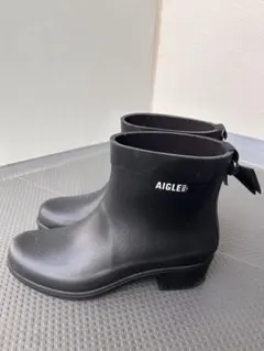 【限定デザイン】AIGLE ブラック ショートレインブーツのサムネイル