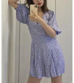 SALE★ZARA 花柄　オールインワン　サロペット　ショートパンツ