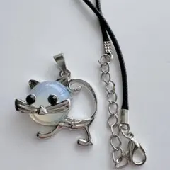 ma520 人工石ネコ ネックレストップ1個＆ネックレスコード1本 ST0015