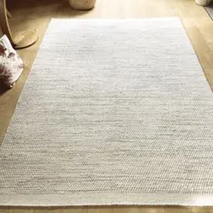 ウールラグ 手編み　大きめ　クリーム色　ベージュ