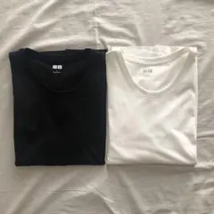 UNIQLO スーピマコットンクルーネックT 半袖　ホワイト　ブラック　L