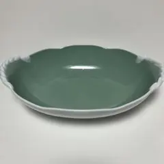 セール深川製磁緑色オーバル型陶器皿