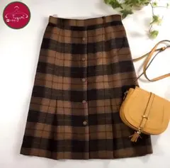 日本製 昭和レトロ ロングスカート ミモレ丈 タータンチェック柄 古着 Y2K