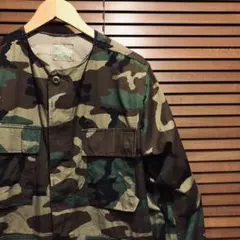 U.S ARMY / ノーカラー　ジャケット　迷彩　カモフラ　米国製　アメリカ製