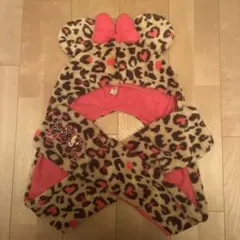 ディズニー マフラーキャップ　ヒョウ柄ミニー