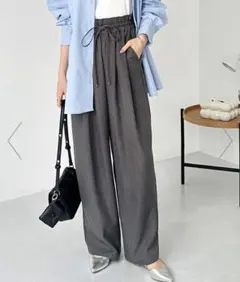 【新品・タグ付き】GeeRA ダブルタックワイドイージーパンツ　グレー　LL