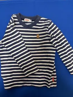 ミキハウス 長袖Tシャツ 90 ネイビー/ホワイトストライプ
