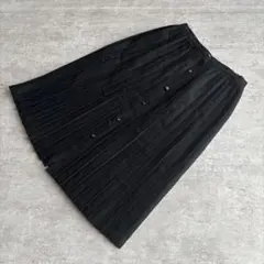 美品✨ユーロ古着 プリーツスカート L 黒 モード レトロ ヴィンテージ 一点物