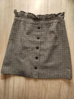 千鳥格子 タイトスカート ウエストゴム
