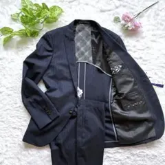新品・タグ付・Y5✨洋服の青山　ネイビー　ビジネススーツ　ストライプ