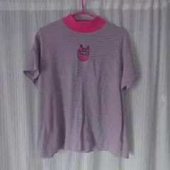 プニュズ ボーダー柄 半袖Tシャツ ピンク グリーン サイズ3のサムネイル