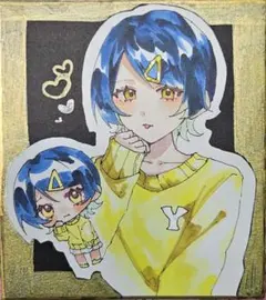 オリジナル手描きイラスト‎　アナログ　色紙‎　⟡No.1