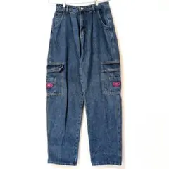 SHEIN デニム カーゴパンツ インディゴブルー Mサイズ ゆったり