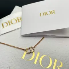 美品 ディオール Dior CD ロゴ ラインストーン ネックレス ペンダント