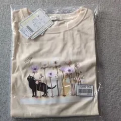 新品 アーティストコラボ ねこプリントTシャツ アイボリー L