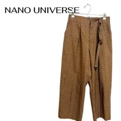B0710NANO UNIVERSEロングチェックワイドパンツ ベルトカジュアル