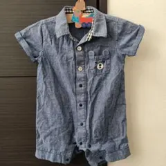 デニム風 半袖ロンパース