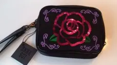 【タグ付き新品】アナスイ ANNA SUI ポーチ　黒　薔薇　スパンコール