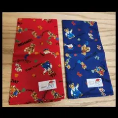 新品未使用品 ハンカチ 2枚組 クマ柄 赤 青 バンダナ