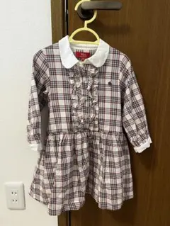 POLO チェック柄フリルワンピース 女児100cm