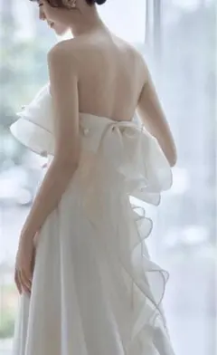 【緊急お値下げ】ドレスケース付/ストラップレス フリルドレス/前撮り