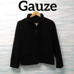 【Gauze】ショート丈　ウール混合ジャケット　ブラック　S