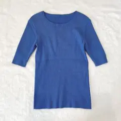 スピックアンドスパン　ウールリブニット　プルオーバー　5分袖　フリーサイズ