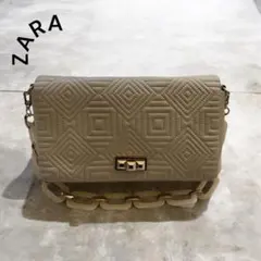 ZARA ベージュ キルティング ショルダーバッグ　フォーマル