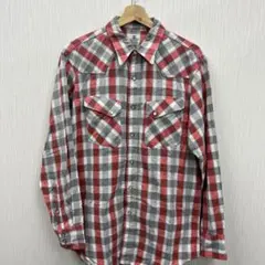 Wrangler 長袖シャツ チェック柄 レッド×グレー M