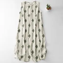 着心地いい 柔らかくて ノースリーブ プリント ゆったり ジャンパースカート