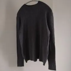 GU グレー リブ編み 長袖セーター