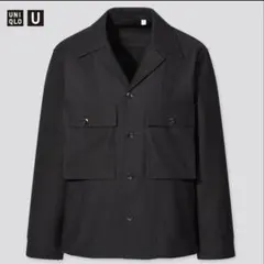 ジャージーシャツ ジャケット+ ブラック　Lサイズ(ユニクロU新品未使用タグ付)