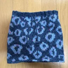 レオパード柄ニット帽 ダークブルー