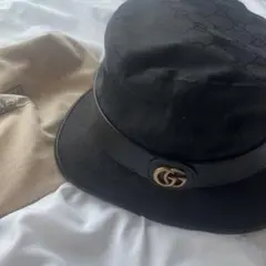 GUCCI ブラック GGパターン バケットハット