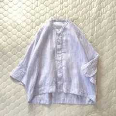 美品 フレームワーク キャップスリーブ ドロストシャツ ブルー ラミー