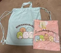 すみっこぐらし　ピンク長袖Tシャツ140 ナップサック（巾着袋）セット