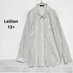 Leilian マルチストライプ シャツ 13+ コットン 長袖 日本製L012のサムネイル