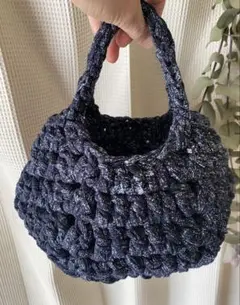 ハンドメイド ズパゲッティバッグ Tシャツヤーンバッグ ブラック系