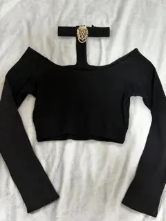 onespoブラックオフショルダートップス Ｓ ギャルブランド