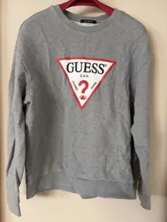 GUESS グレー トライアングルロゴ スウェット M