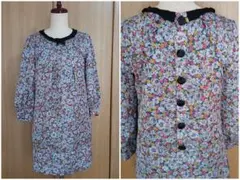 昭和レトロ 可愛い 花柄 ミニ ワンピース チュニック ヴィンテージ 古着