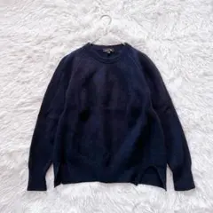 美品✨Drawer 9Gアゼロングスリーブクルーニット ウールカシミヤ ネイビー