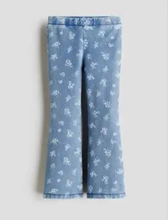 新品　H&M 120 フレアジェギンス 花柄　デニム　ストレッチ有り