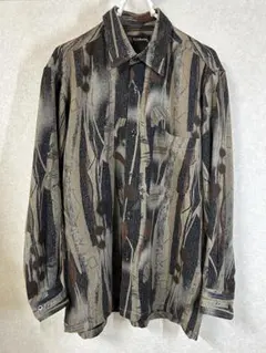 長袖シャツ　古着　柄シャツ　アブストラクト柄　抽象柄